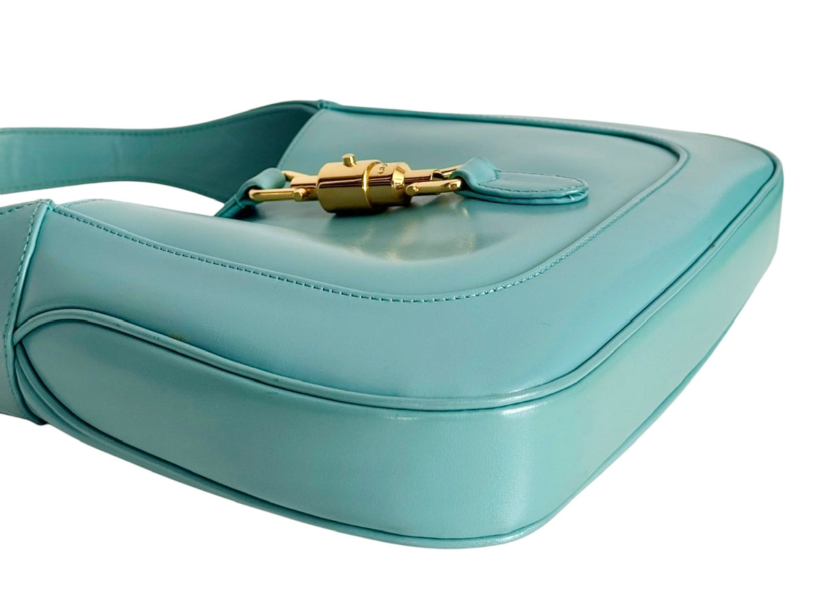 Gucci Teal Blue Leather 1961 Small 2-Way Jackie Shoulder Bag with Adjustable Long Strap