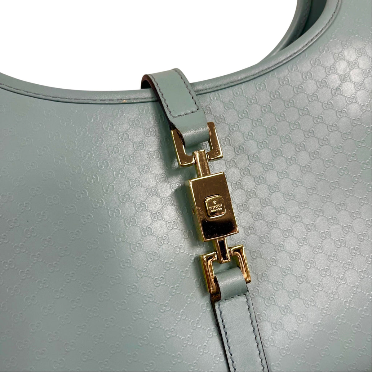Gucci Vintage Blue Microguccissima GG Monogram Coated Leather Small Jackie Shoulder Bag