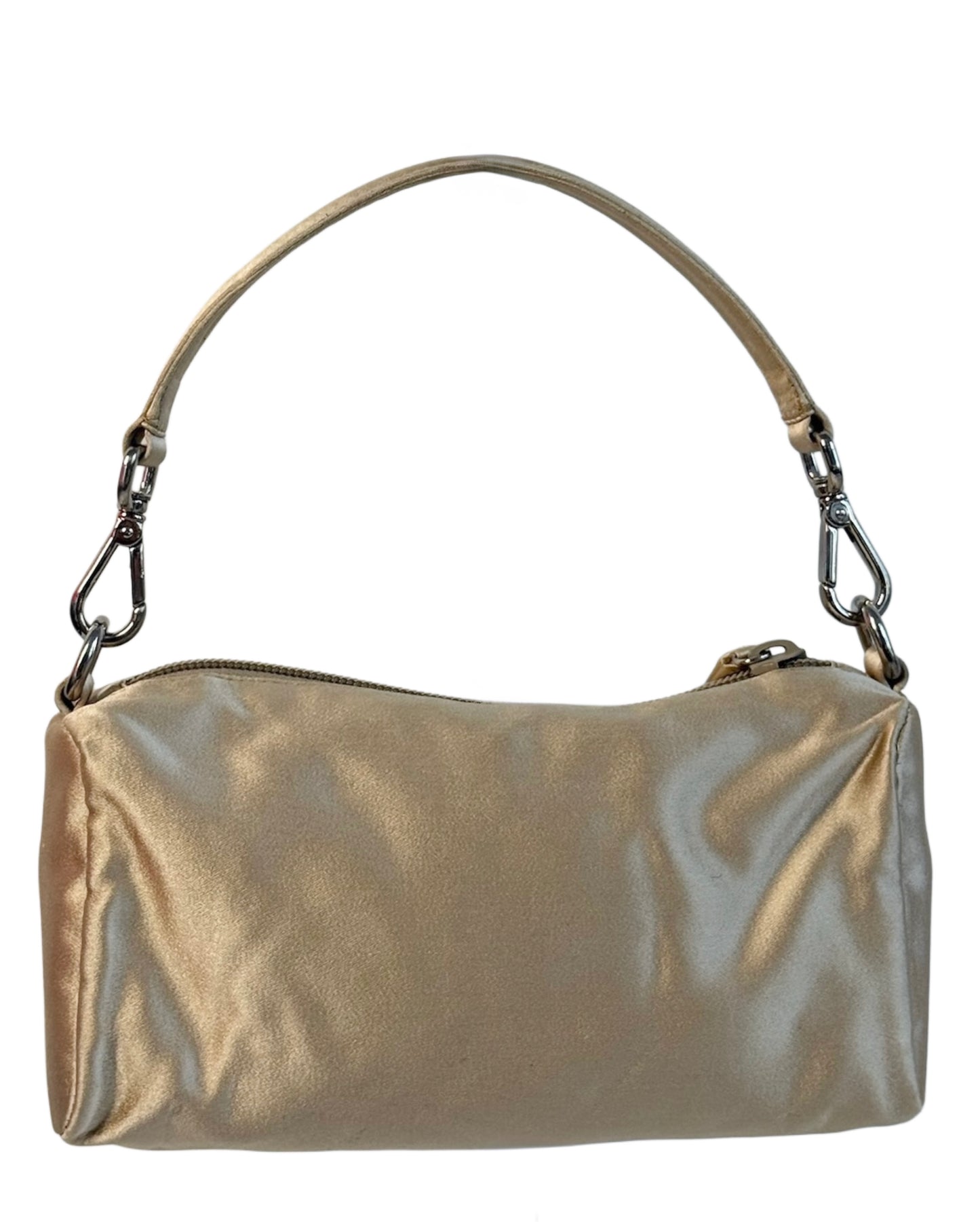 Prada Vintage Ivory Satin Mini Barrel Top Handle Bag