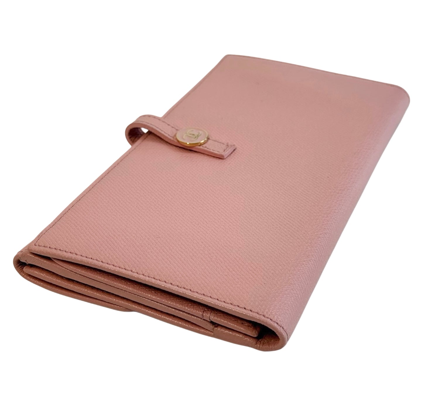 Chanel Vintage 2004 Pink Caviar Gold CC Snap Bifold Wallet