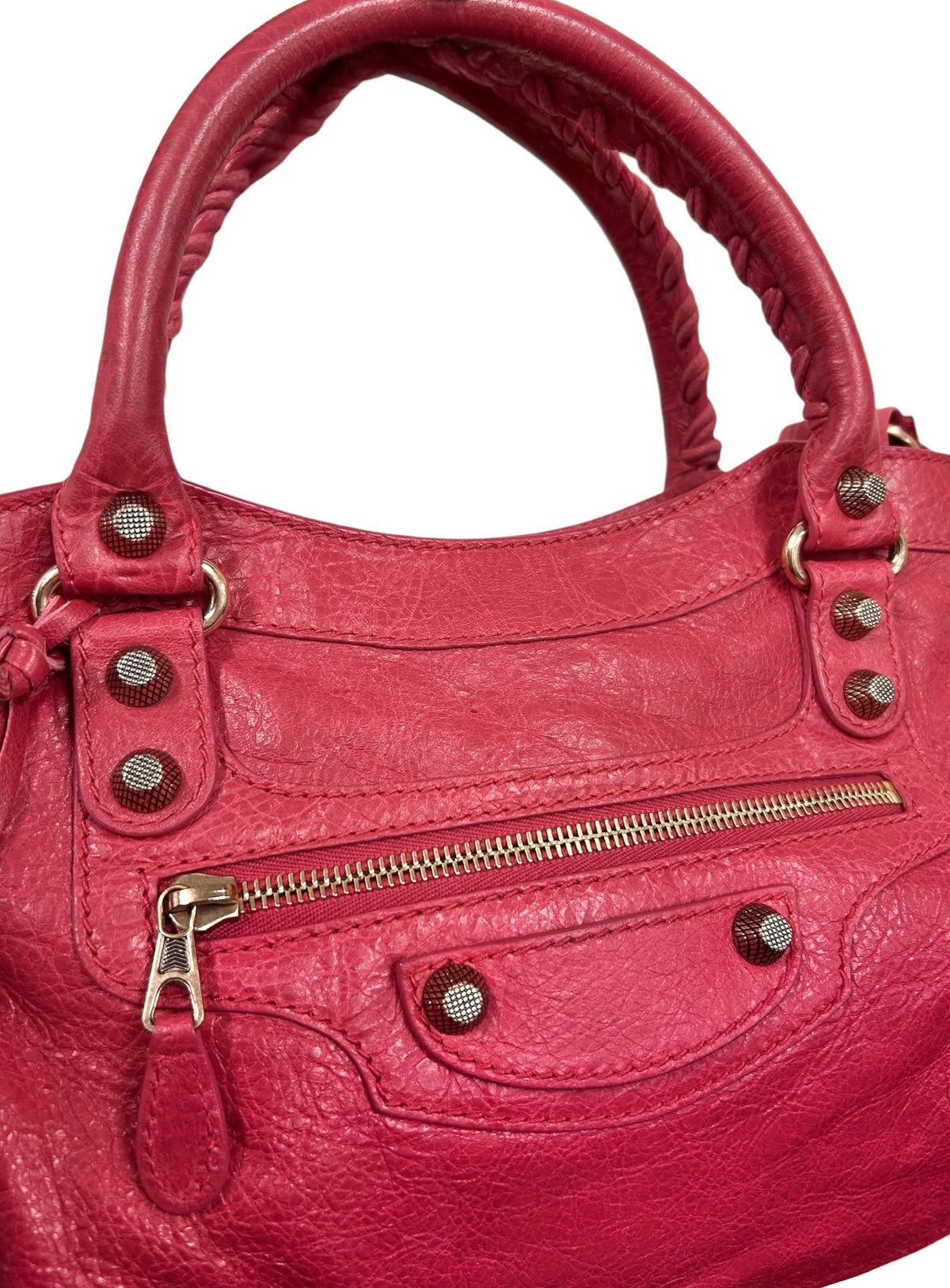 Balenciaga Vintage Red Leather Small Motocross Two-Way City Bag