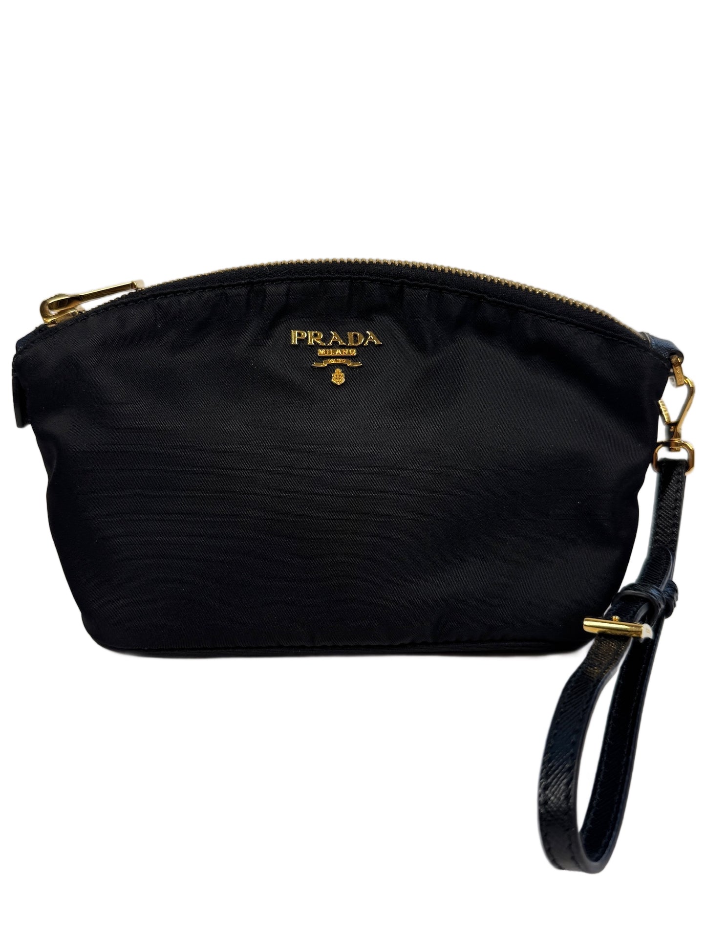 Prada Vintage Black Nylon Half Moon Small Wristlet