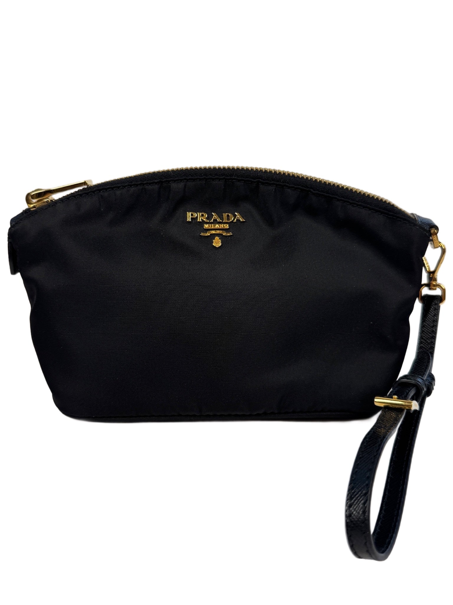 Prada Vintage Black Nylon Half Moon Small Wristlet