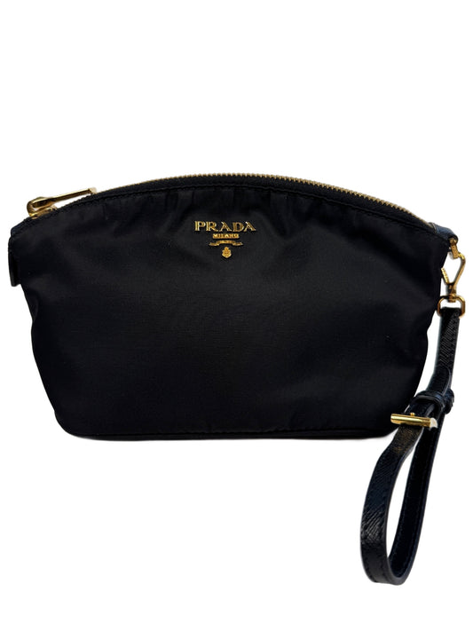 Prada Vintage Black Nylon Half Moon Small Wristlet