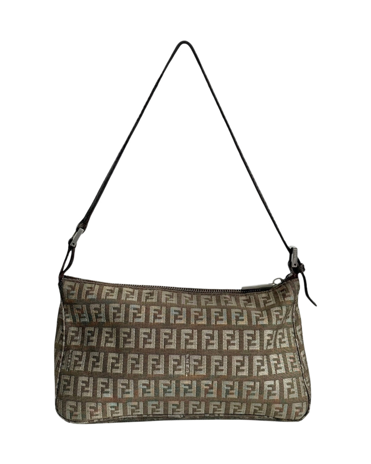Fendi Vintage Light Brown Zucchino Zucca Monogram Rectangular Shoulder Pochette Bag