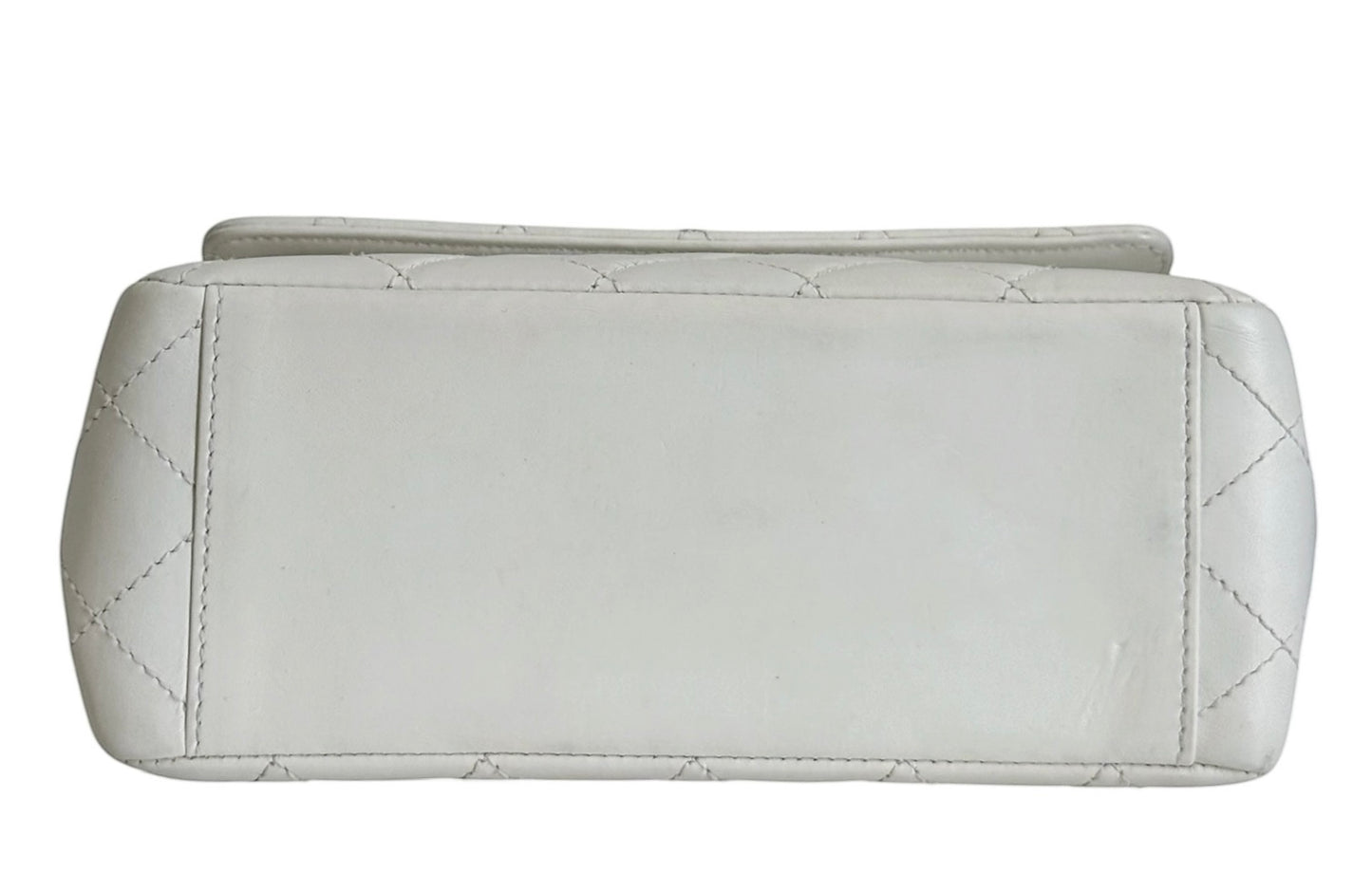 Chanel Vintage 90s White Quilted Lambskin Medium Square Flap Shoulder Bag with So Black Hardware - Retouched