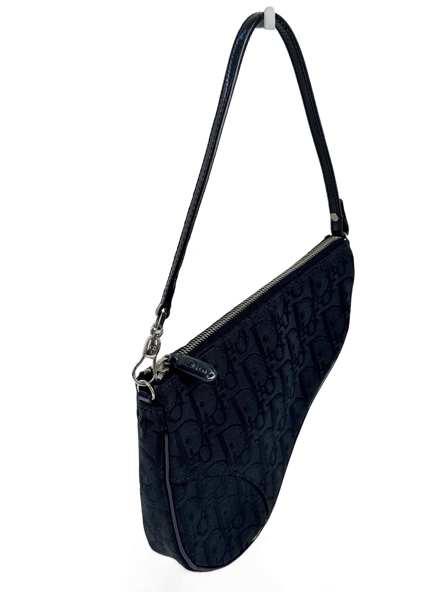 Dior Vintage 2006 Black Diorissimo Monogram Canvas Mini Saddle Bag
