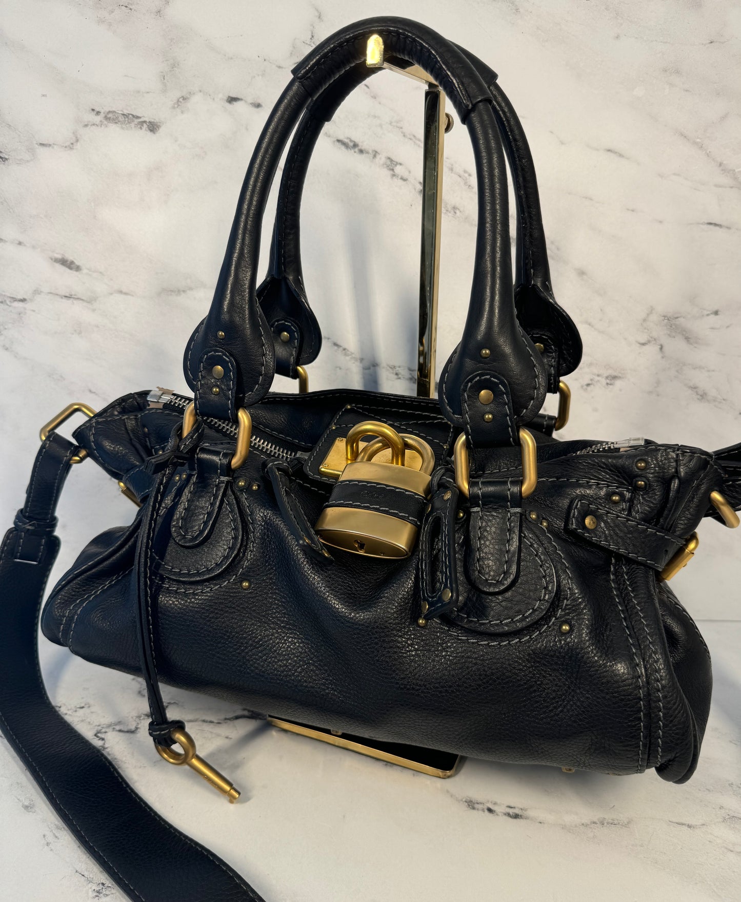 Chloé Vintage Black Leather Paddington Shoulder & Crossbody Bag