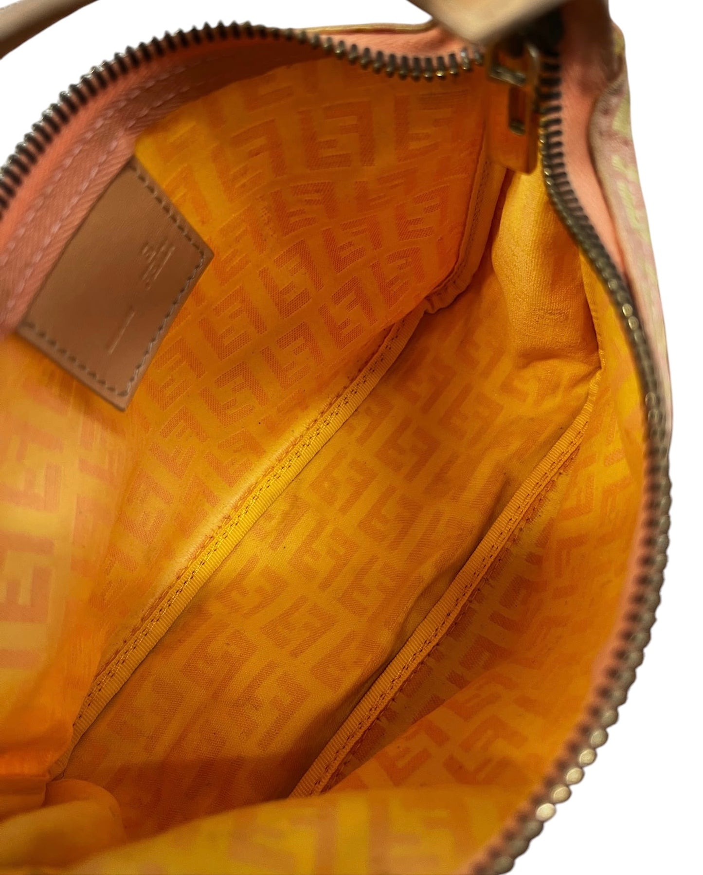 Fendi Vintage Pink & Yellow Zucchino Zucca Monogram Mini Cosmetic Top Handle Pochette Bag