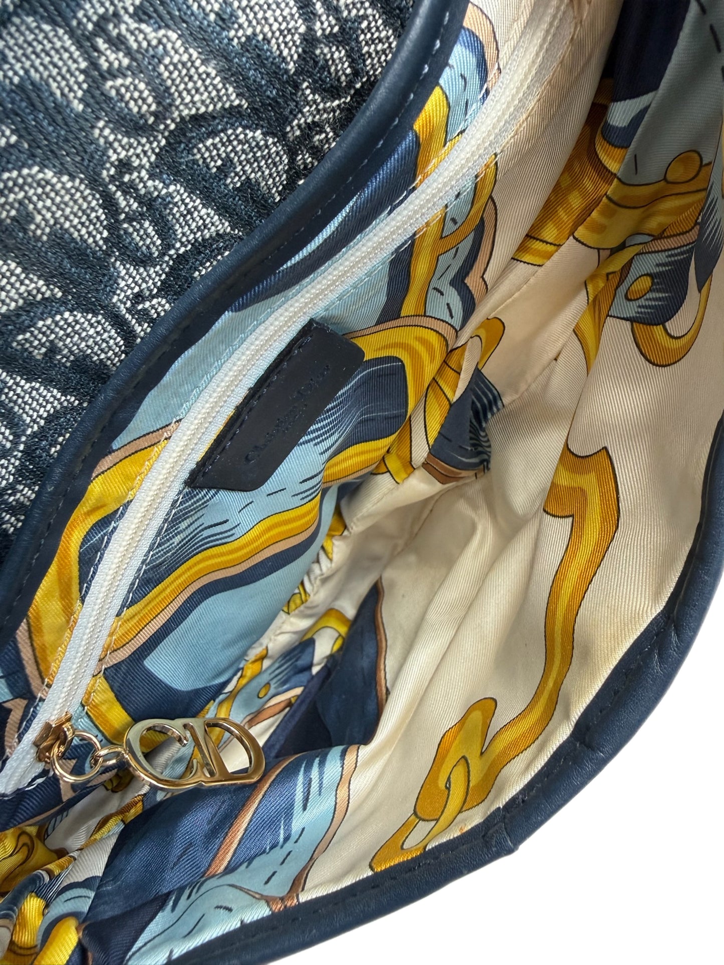 Dior Vintage 2000 Blue Trotter Monogram Medium Saddle Bag
