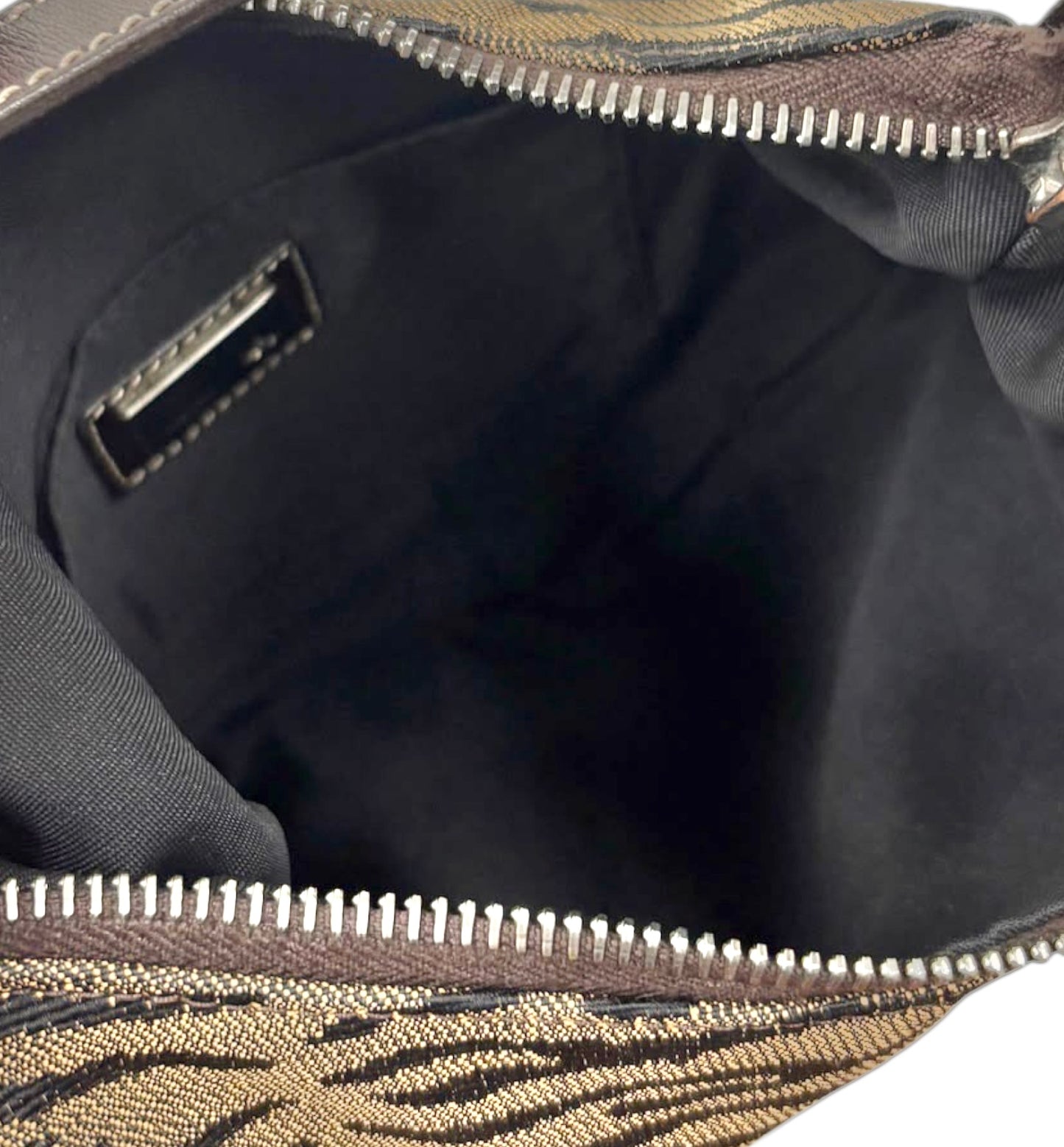 Fendi Vintage Dark Brown Zebra Print Oyster Hobo Shoulder Bag