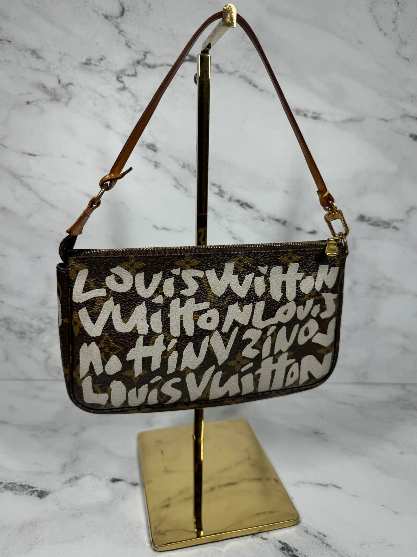 Louis Vuitton x Stephen Sprouse Vintage 2001 Monogram Silver Graffiti Pochette Accessoires