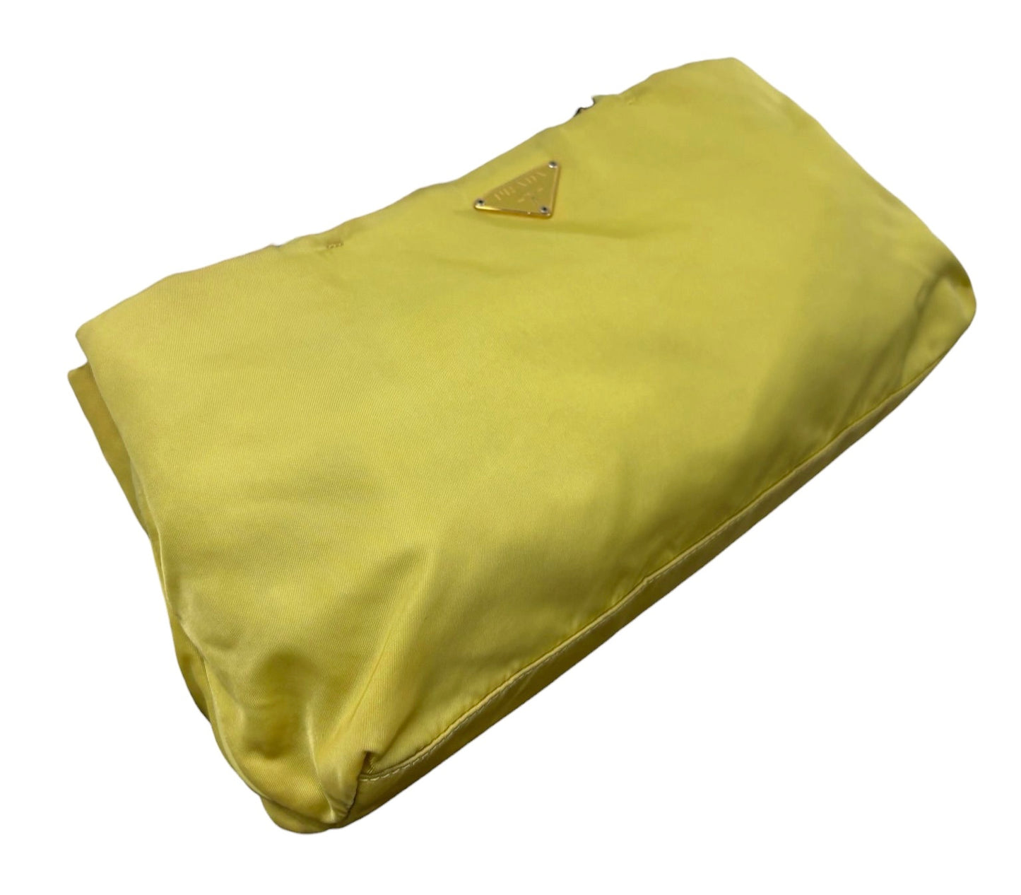Prada Vintage Neon Yellow Tessuto Nylon East West Shoulder Bag