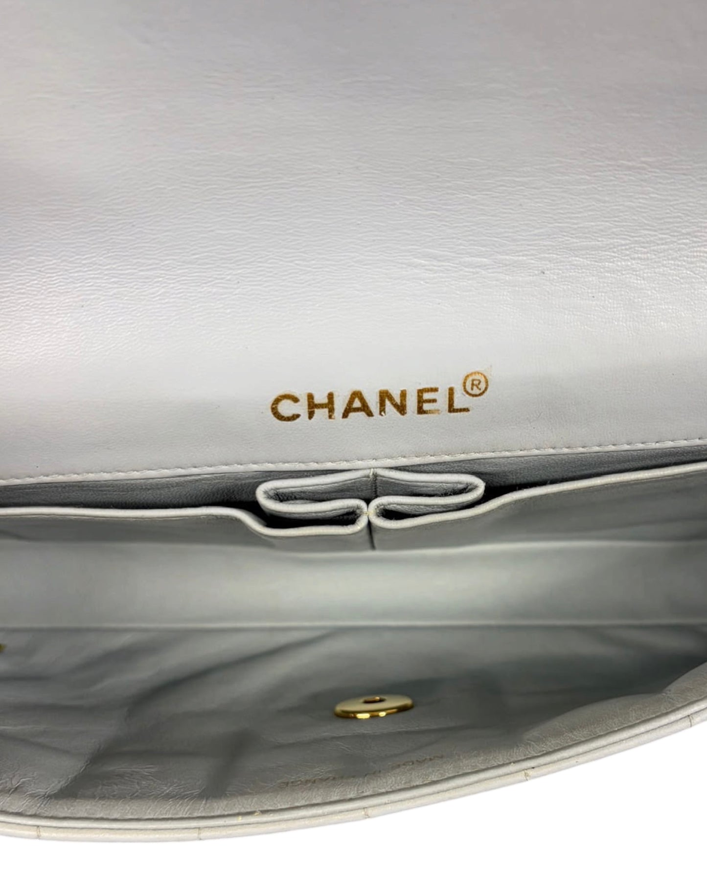 Chanel Vintage 00s Baby Blue Chocolate Bar Quilted Lambskin East West Shoulder Flap Bag - Spa Treated