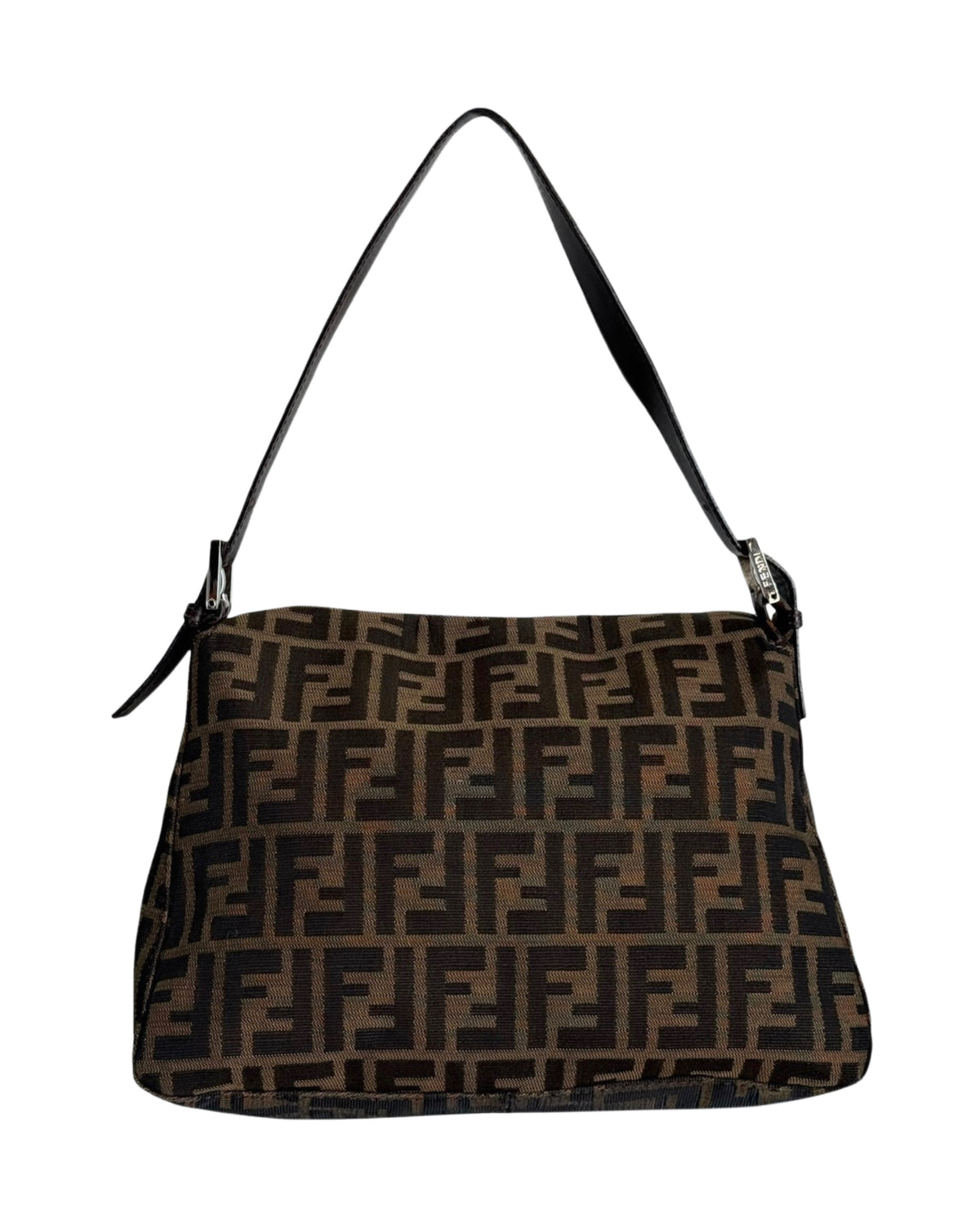 Fendi Vintage Brown Zucca Monogram Classic Mamma Shoulder Baguette Bag with SHW