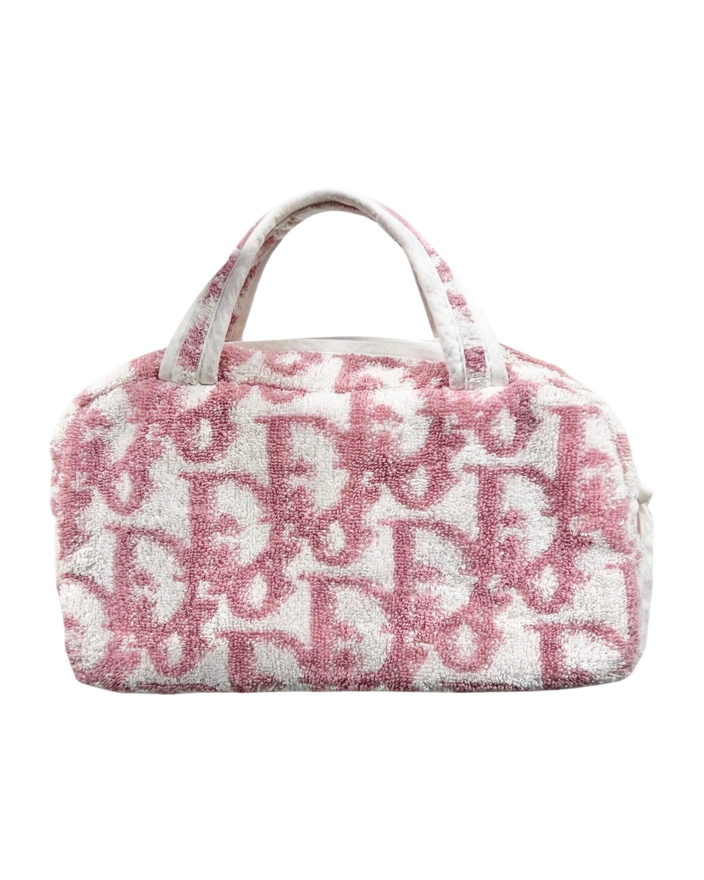 Dior Vintage Pink Monogram Diorissimo Terrycloth Cosmetic Mini Top Handle Bag
