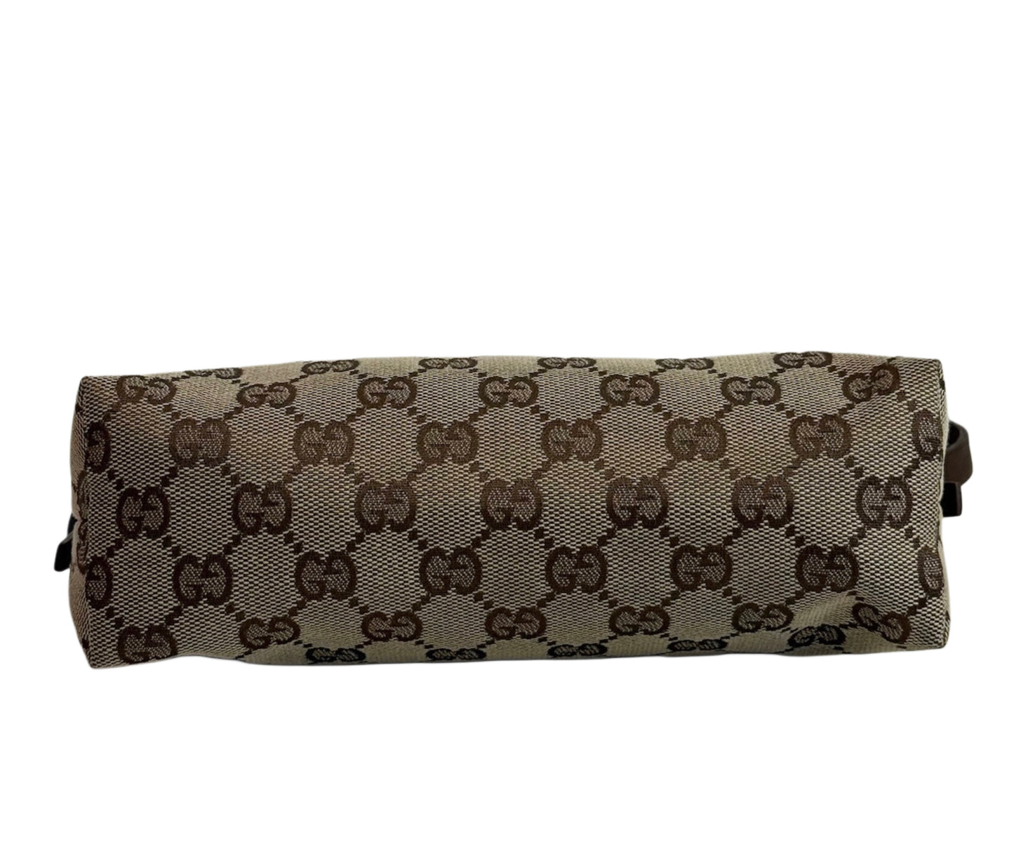 Gucci Vintage Brown GG Monogram Dark Brown Leather Trim Small Pochette Bag
