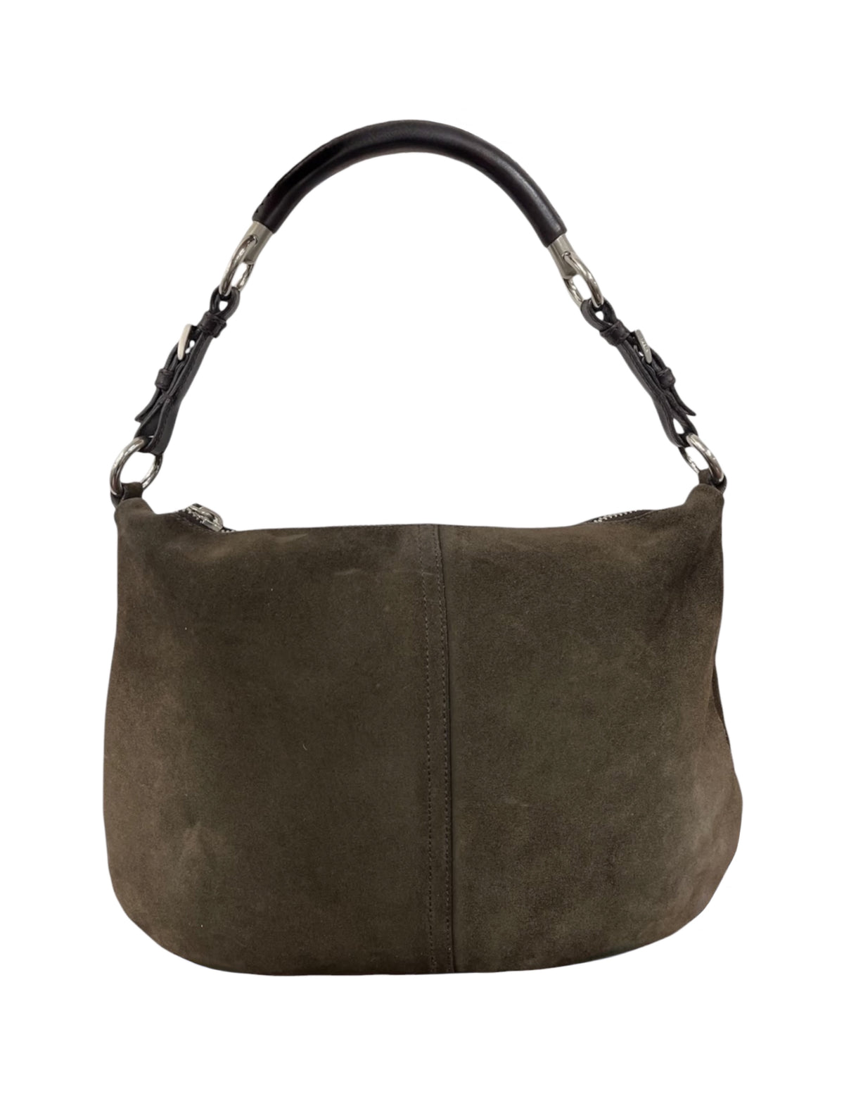 Prada Vintage Khaki Green Suede Scamosciato Medium Hobo Shoulder Bag
