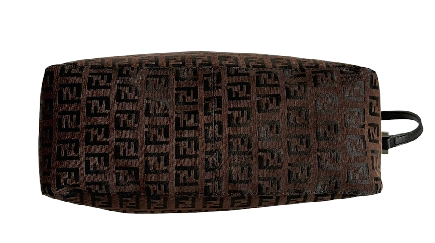 Fendi Vintage Dark Brown Zucchino Zucca Monogram Medium Shoulder Pochette Bag
