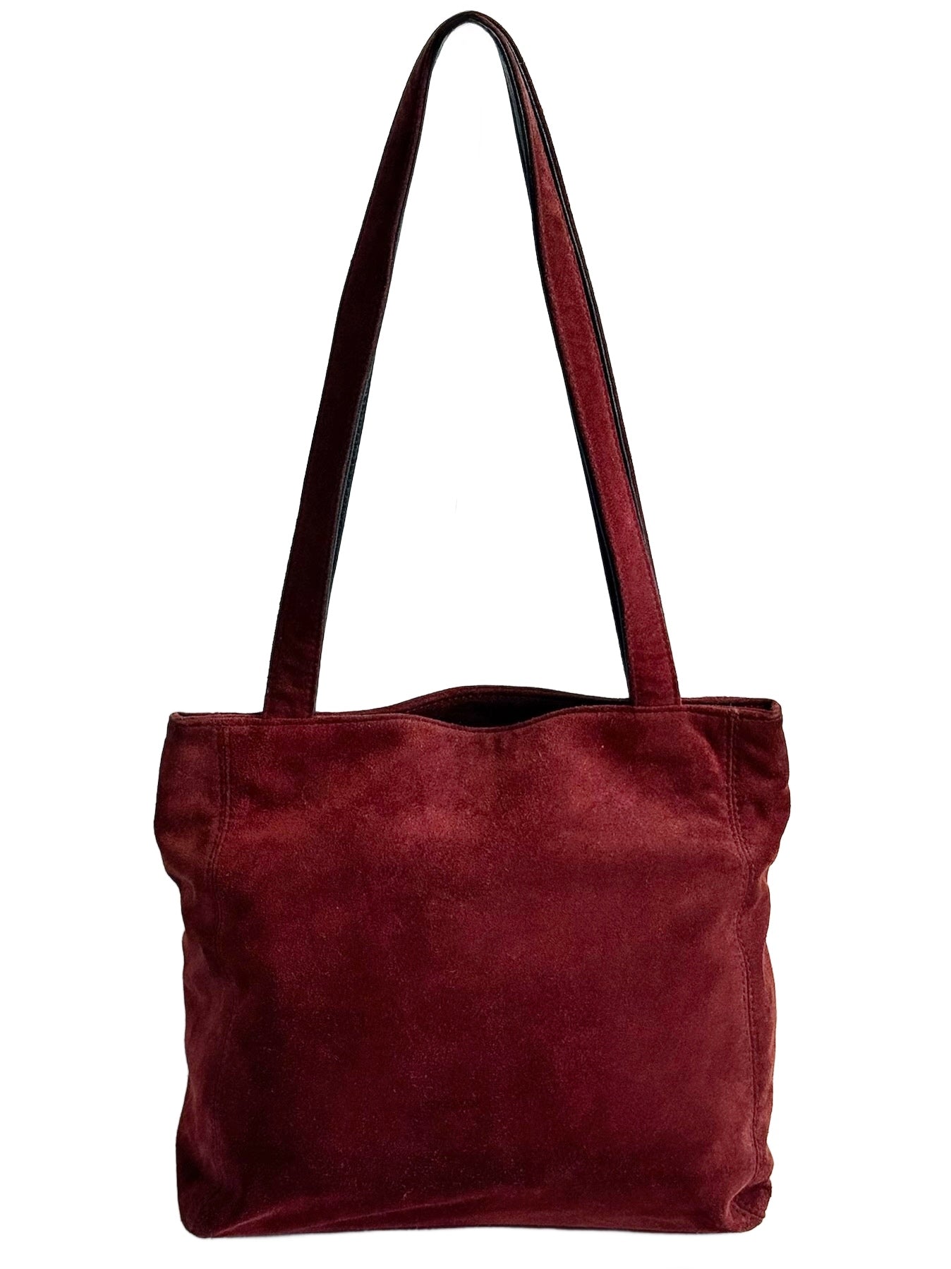 Chanel Vintage Burgundy Suede CC Logo Small Shoulder Tote Bag