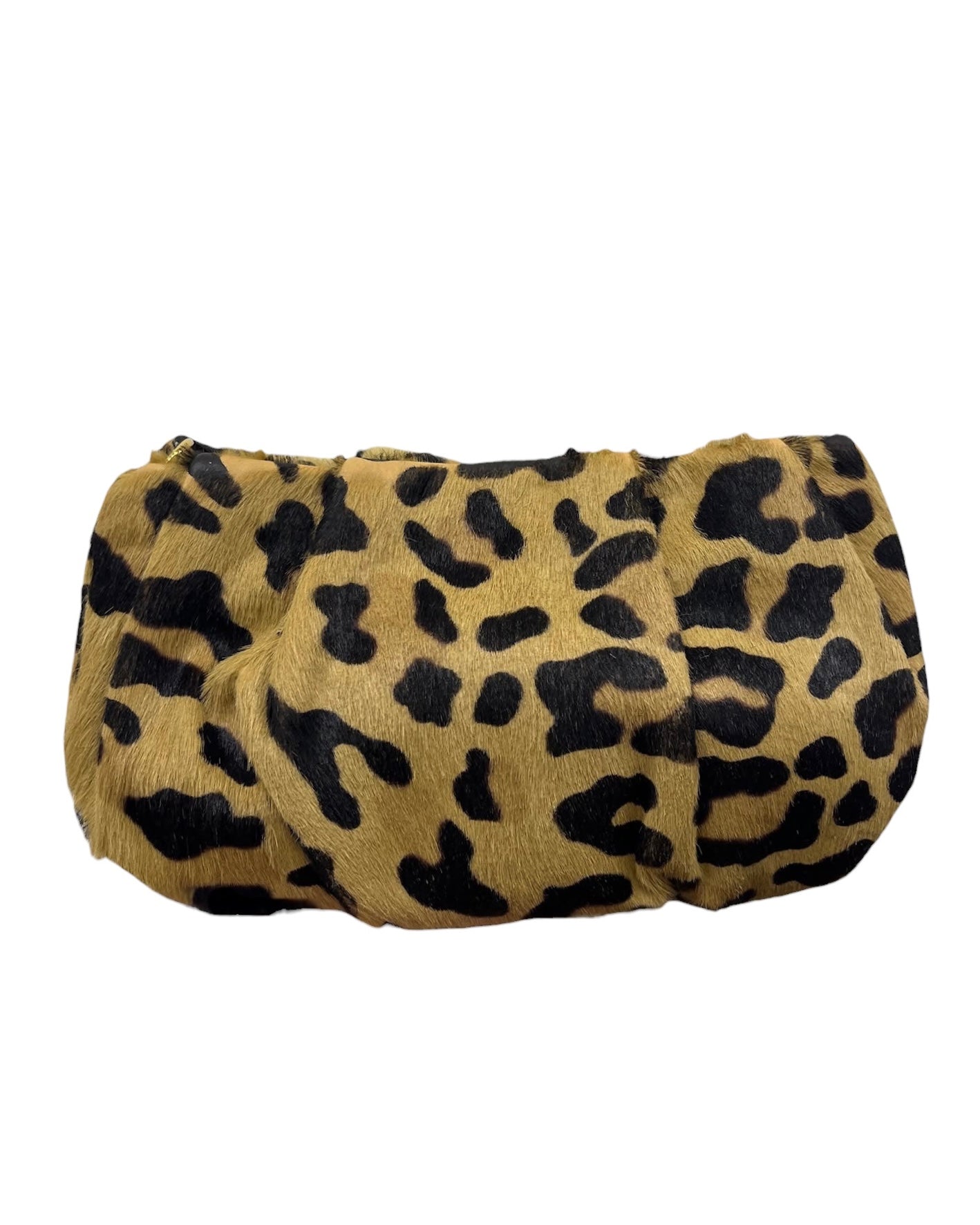 Prada Vintage Beige Leopard Print Pony Hair Wristlet Clutch & Evening Bag