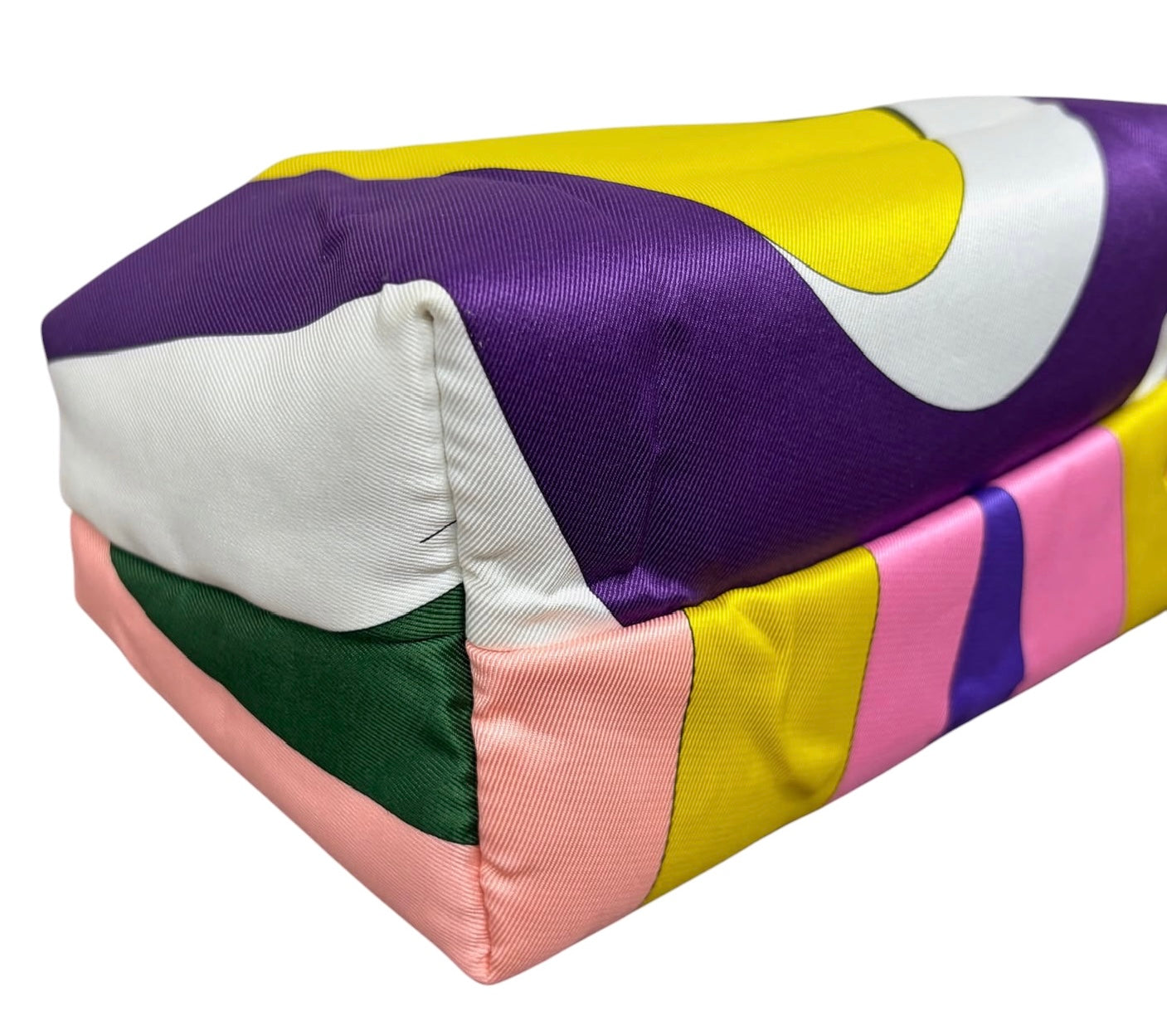 Pucci Vintage Yellow Pink & Purple Satin Mini Cosmetic Top Handle Pochette Bag