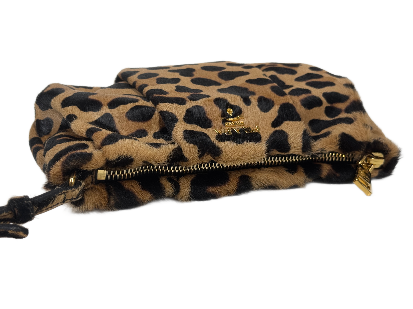 Prada 2012 Calf Pony Hair Leopard Print Wristlet