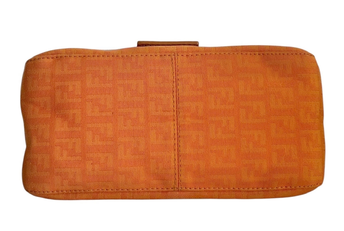 Fendi Vintage Orange Zucchino Zucca Monogram Mini Mamma Shoulder Baguette Bag