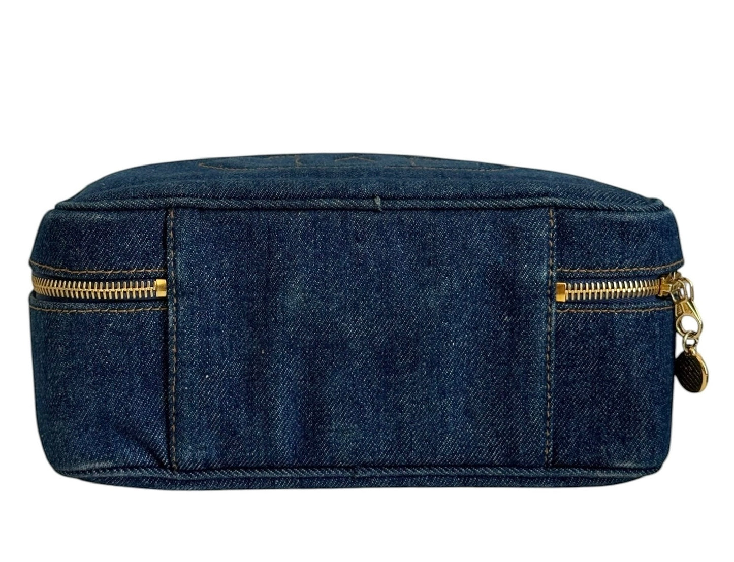 Chanel Vintage 90s Two-Way Denim CC Top Handle Vanity Case w Shoulder Crossbody Strap