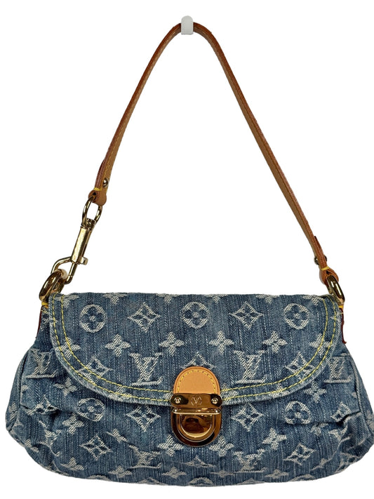 Louis Vuitton Vintage 2006 Blue Denim Monogram Mini Pleaty Pochette Shoulder Bag