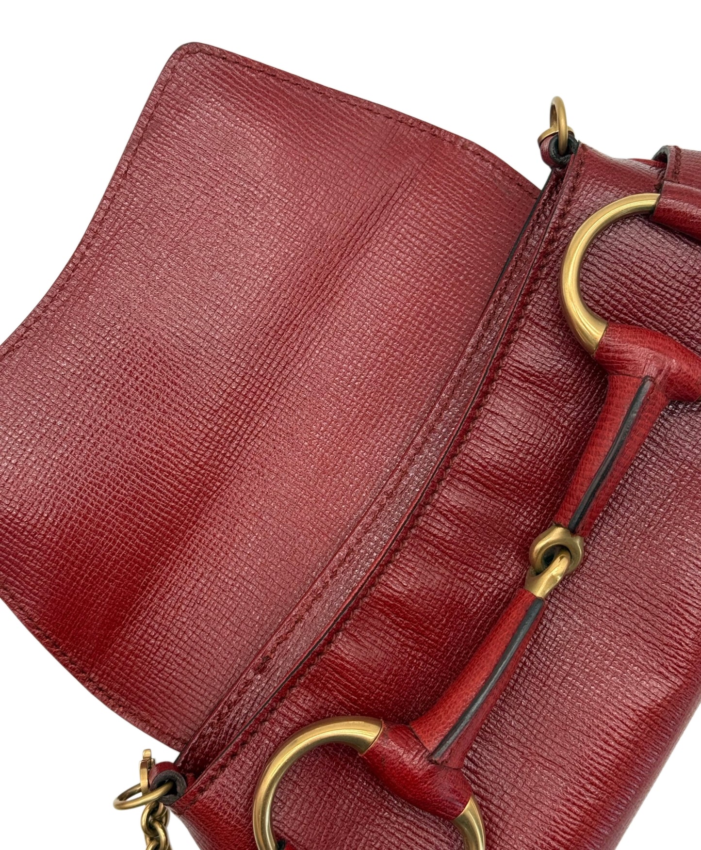 Gucci Vintage Red Leather Small Horsebit Shoulder Clutch Bag