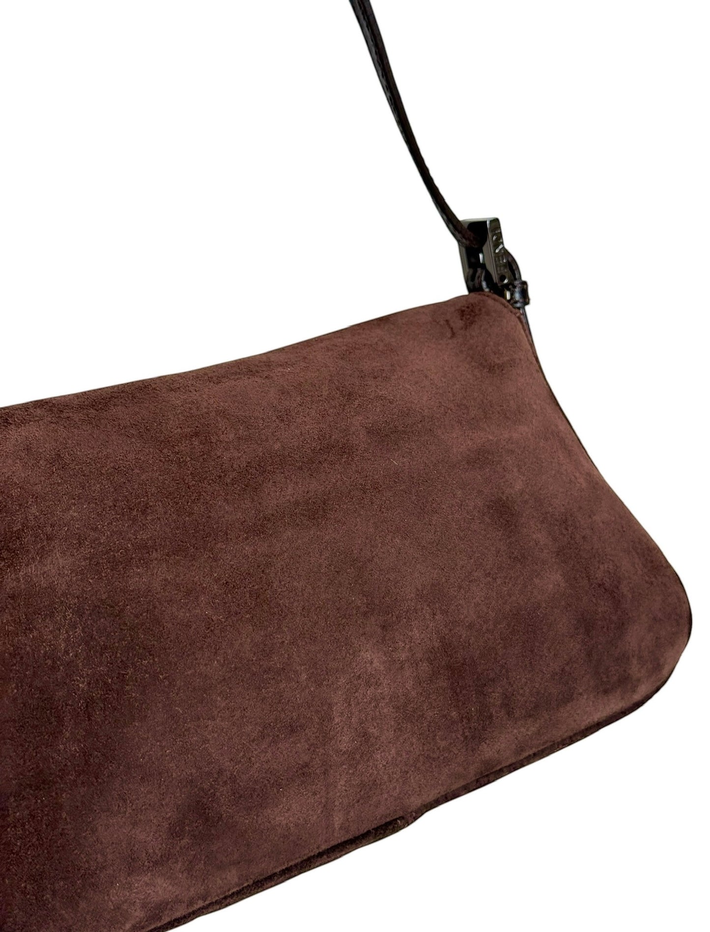 Fendi Vintage Brown Suede Mini Mamma Shoulder Baguette Bag