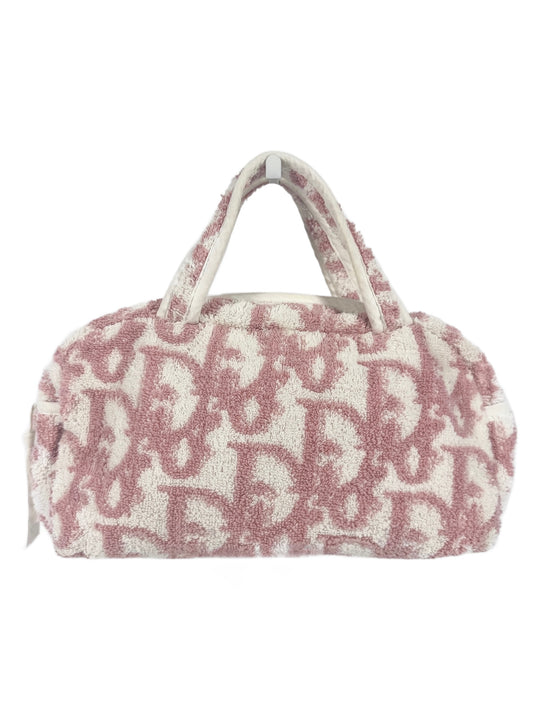 Dior Vintage Pink Monogram Diorissimo Terrycloth Cosmetic Mini Top Handle Bag