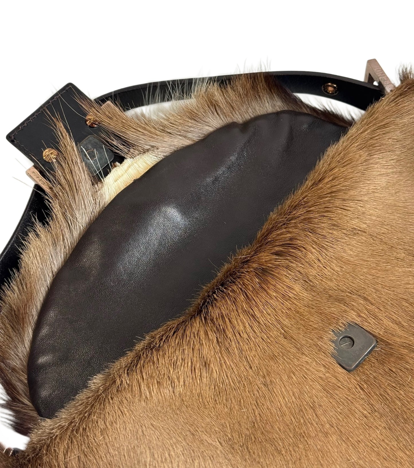 Fendi Vintage Light Brown Pony Hair Antelope Mohawk Shoulder Baguette Bag