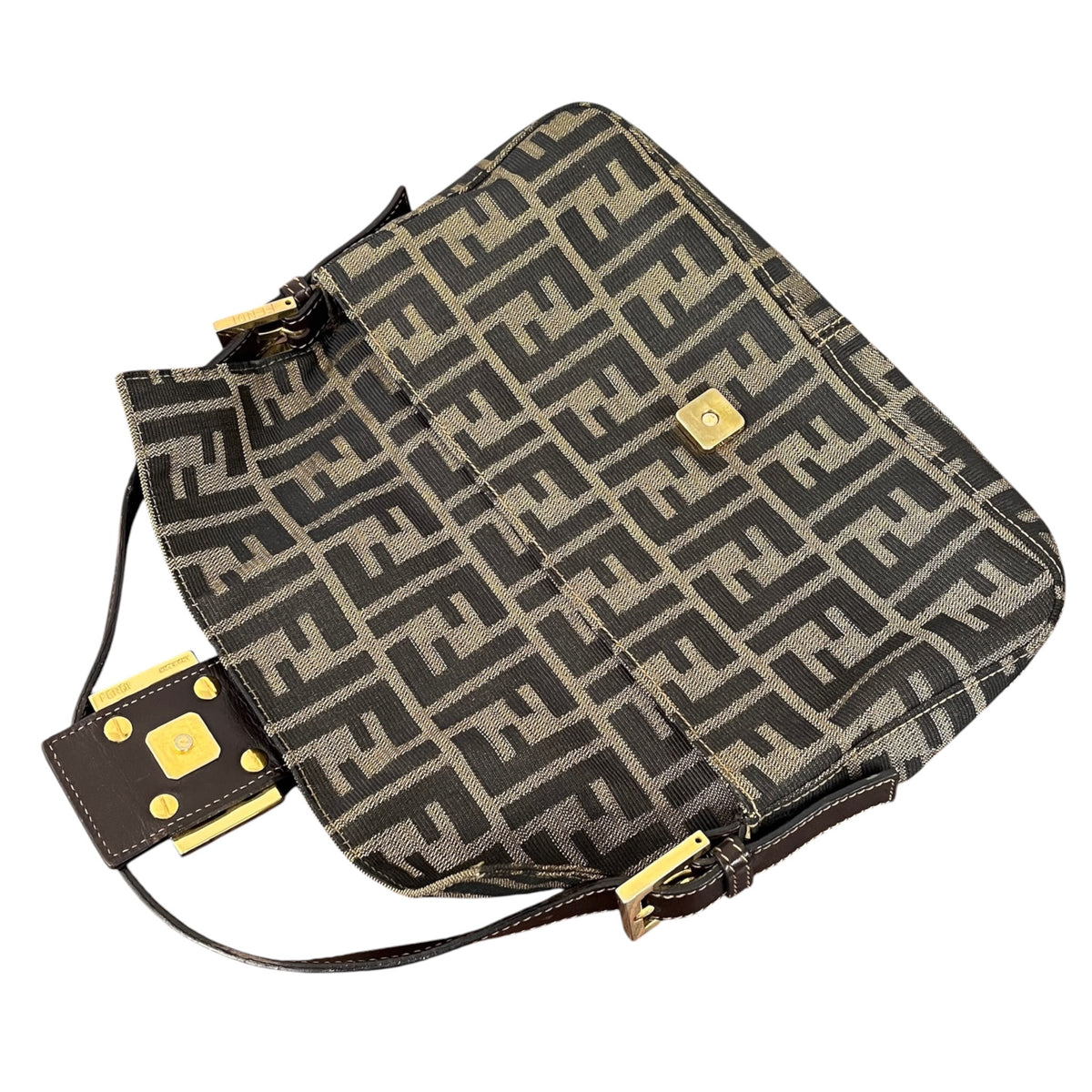 Brown Classic Zucca Monogram Shoulder Baguette Bag with GHW