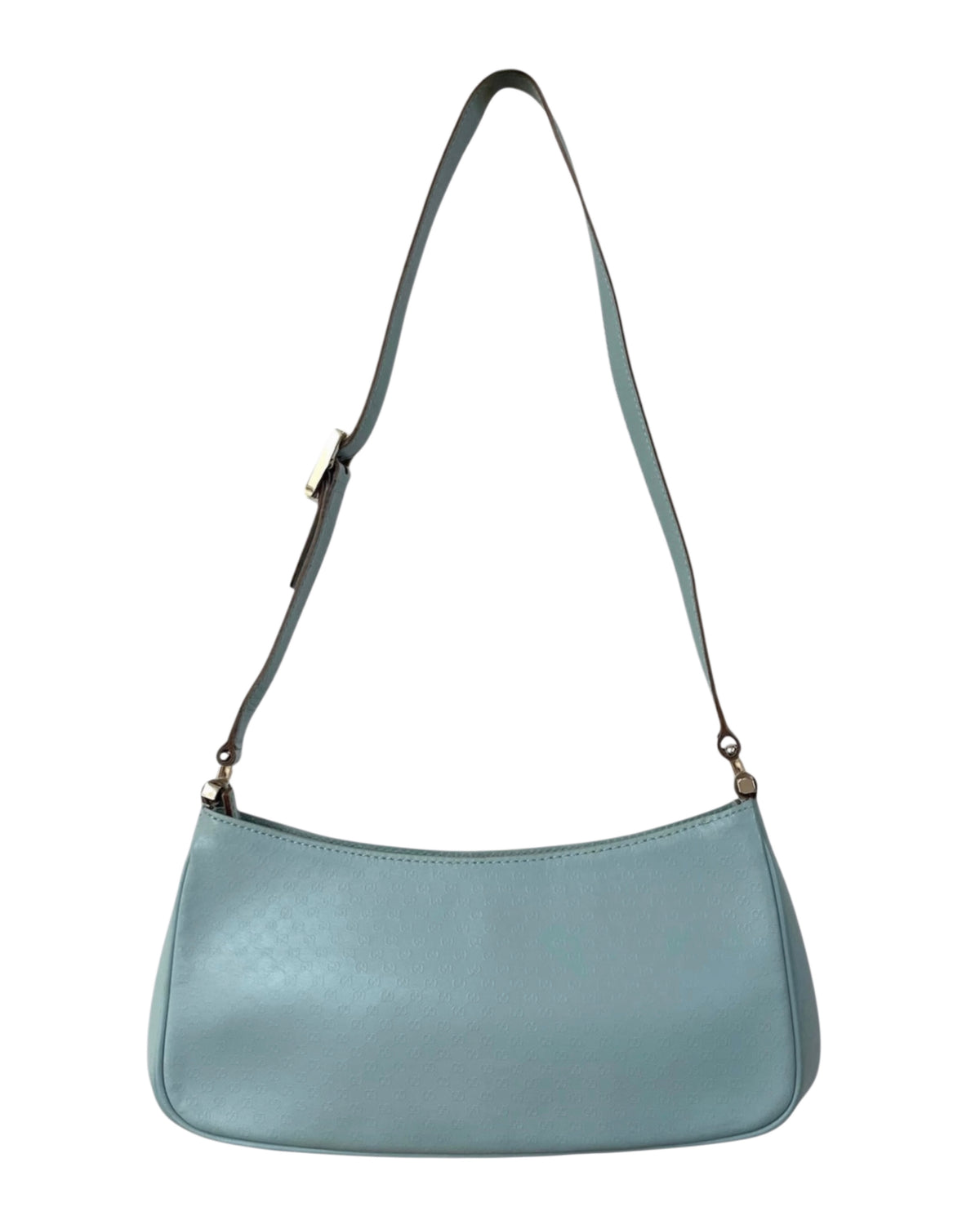 Gucci Vintage Light Blue Microguccissima GG Monogram Small Shoulder Pochette Bag
