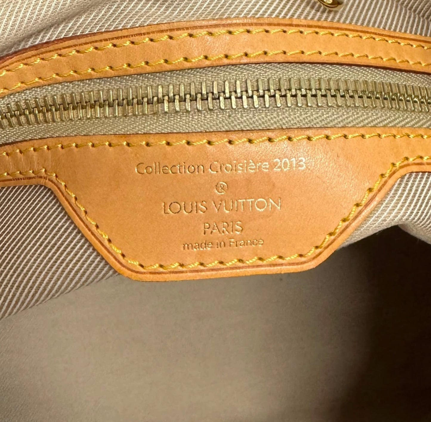 Louis Vuitton 2013 Cruise Collection Stone Beige Denim Monogram Neverfull MM Shoulder Tote Bag