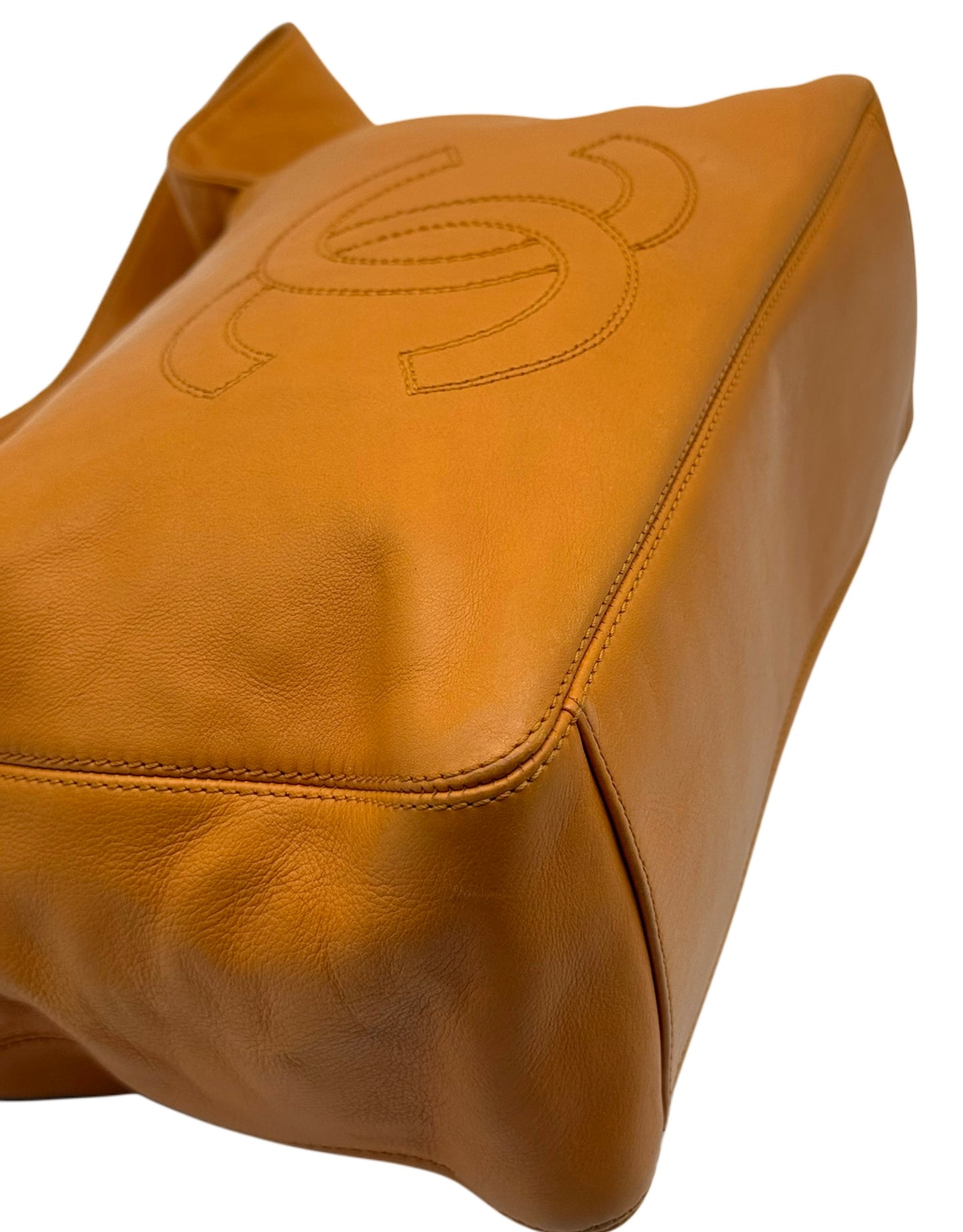 Chanel Vintage 1998 Orange Lambskin CC Logo Small Shoulder Messenger Bag