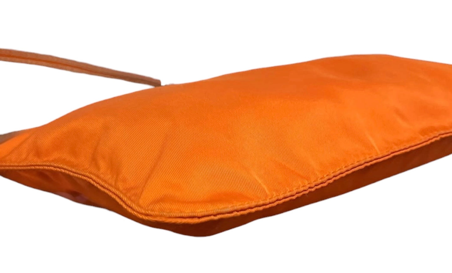 Prada Vintage Orange Nylon Rectangular Flat Small Shoulder Pochette Bag