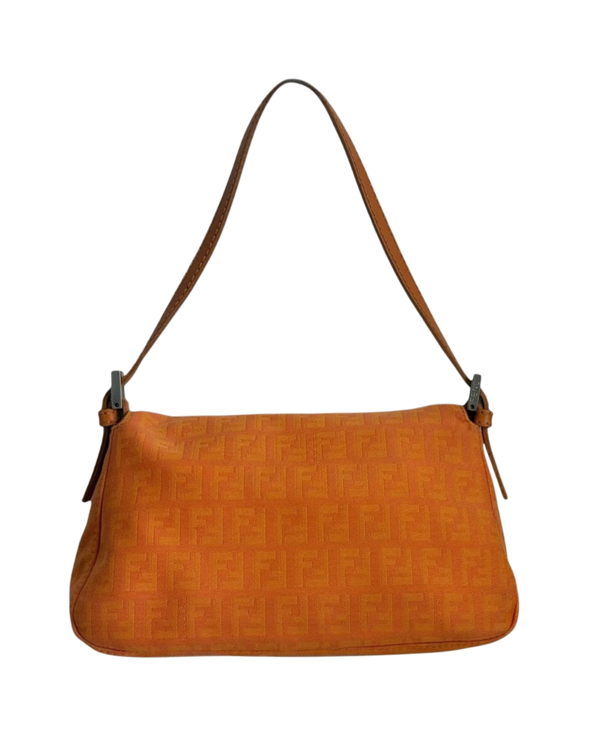 Fendi Vintage Orange Zucchino Zucca Monogram Mini Mamma Shoulder Baguette Bag