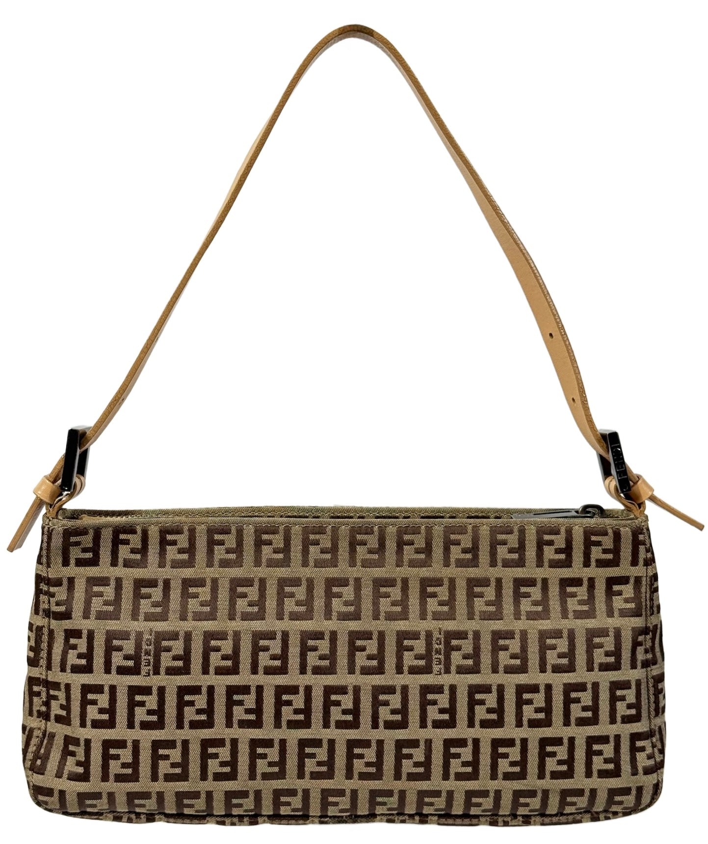 Fendi Vintage Beige & Brown Zucchino Zucca Monogram Small Pochette Bag