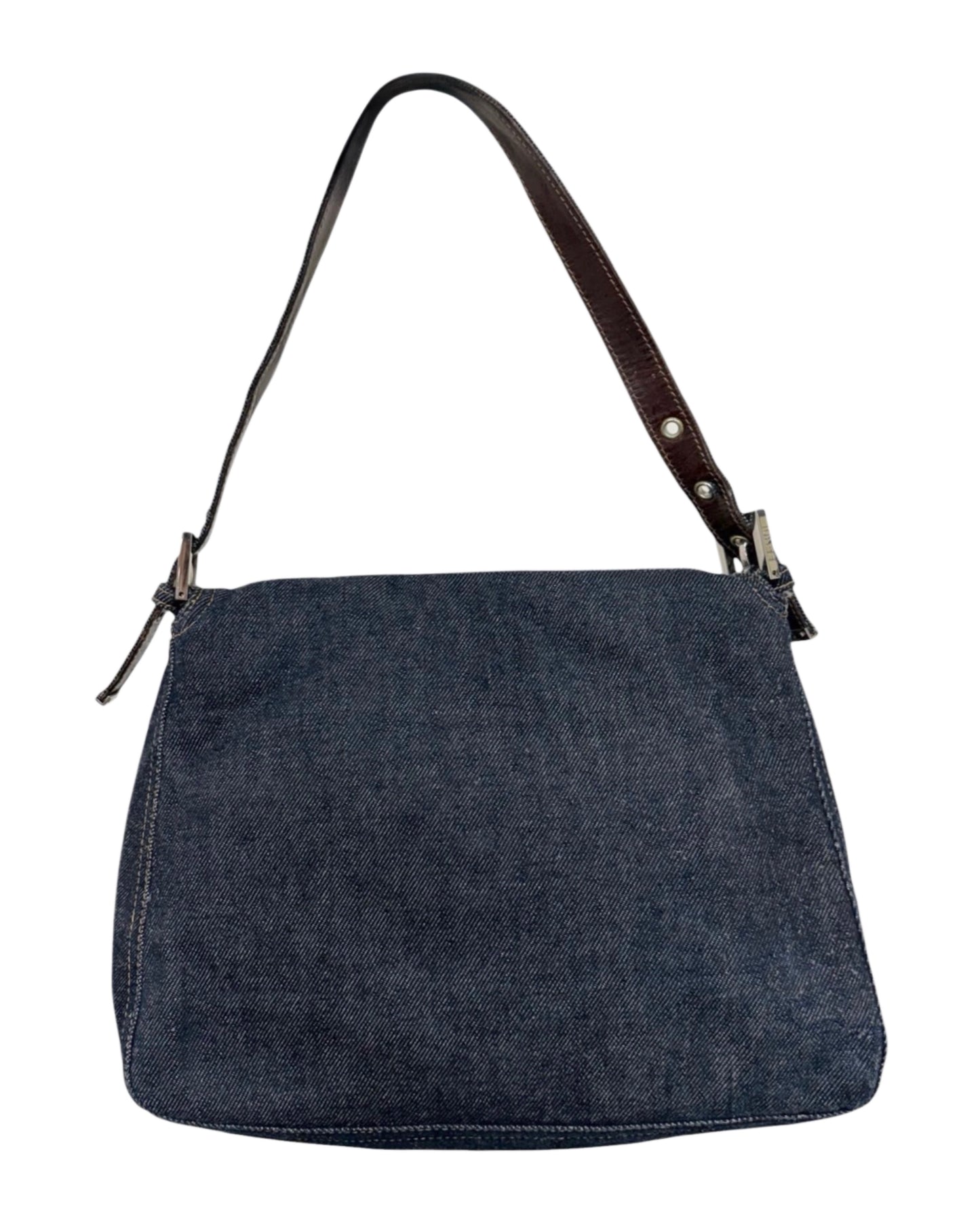 Fendi Vintage Classic Blue Denim Mamma Baguette Shoulder Bag