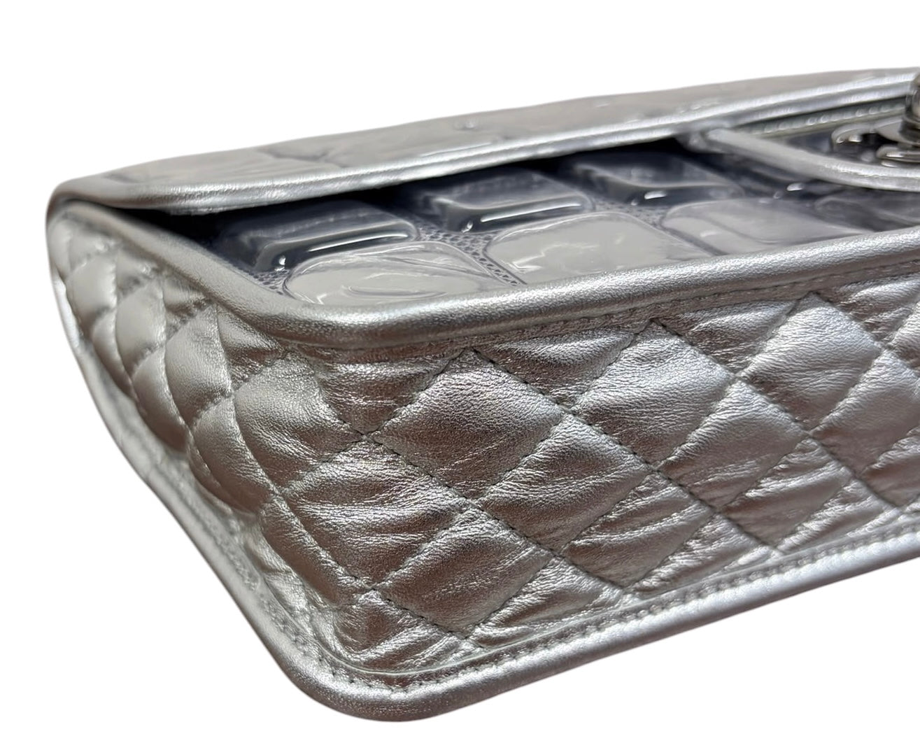 Chanel Vintage 2008 Cruise Collection Silver Ice Cube Large Classic Single Flap Bag