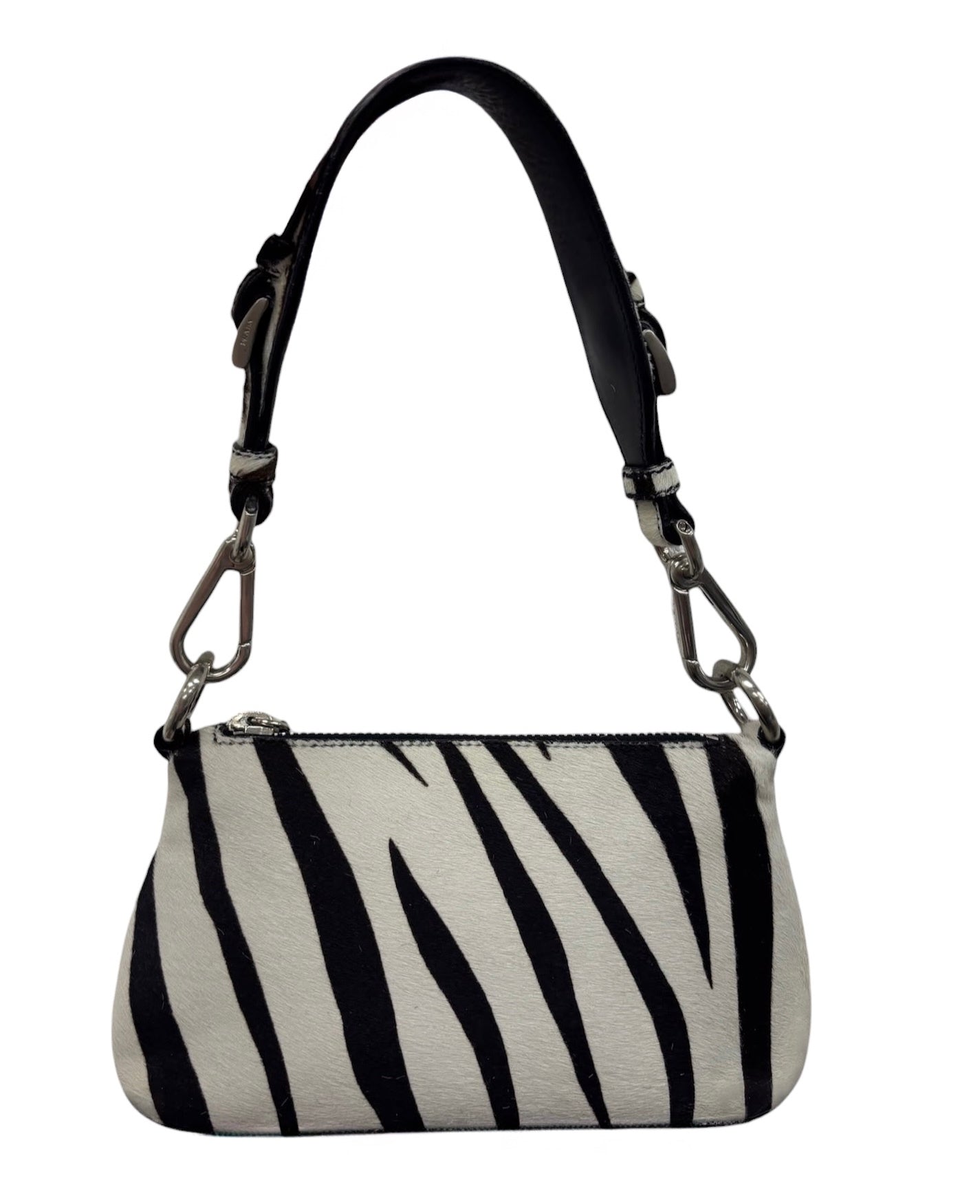 Prada Vintage Zebra Print Pony Hair Cavallino Small Shoulder Bag