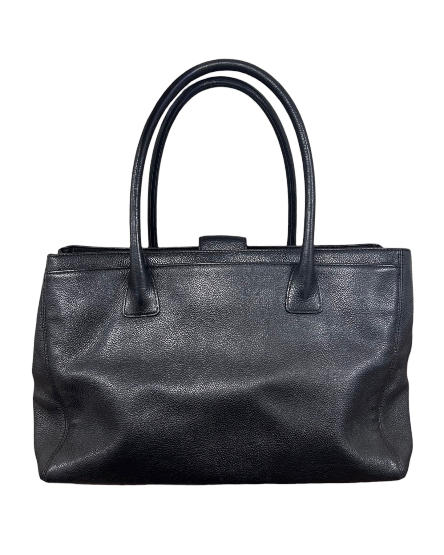 Chanel Vintage 00s Black Deerskin Medium Cerf Executive Tote Bag with SHW