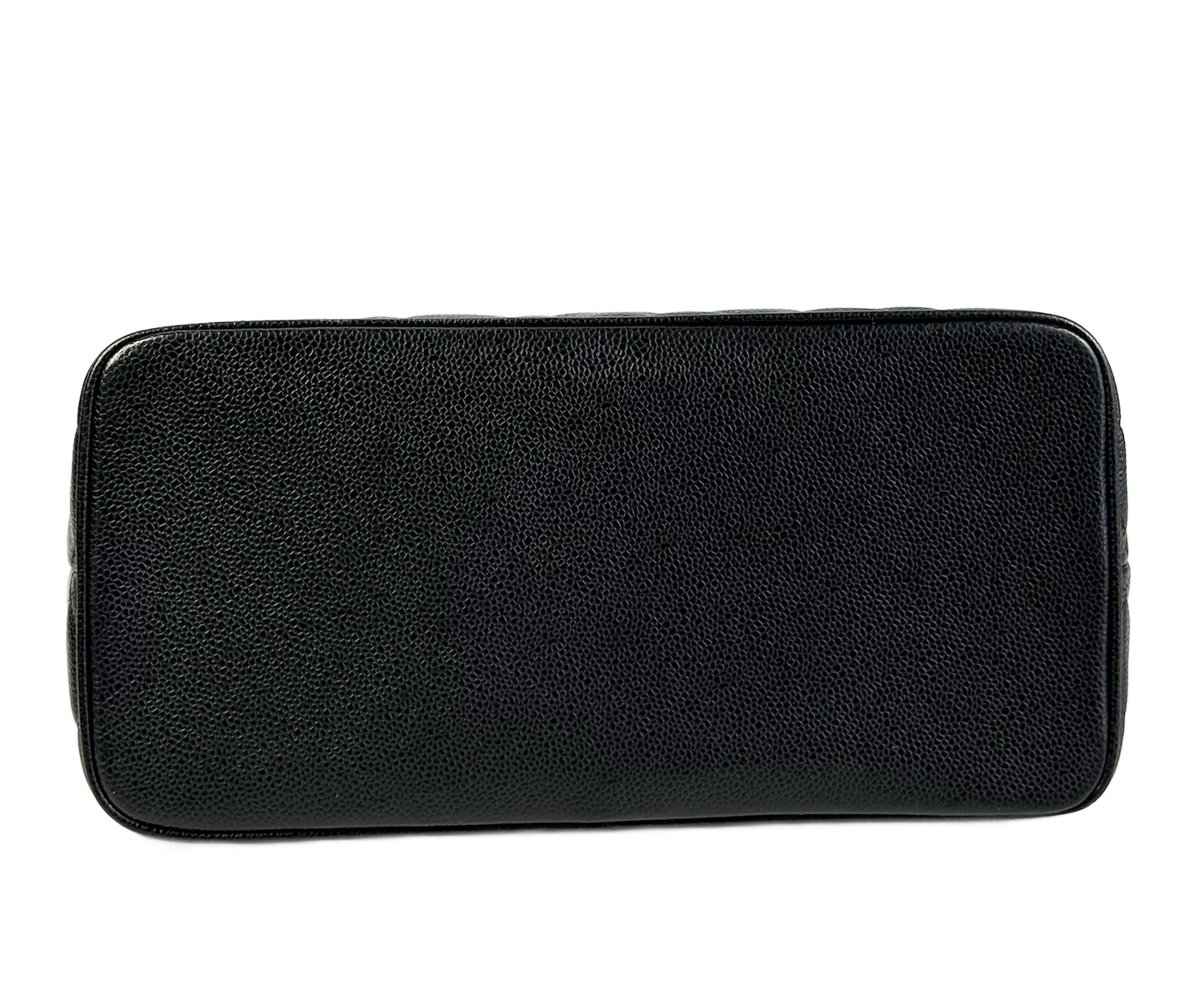 Chanel Vintage Black Caviar Leather Medallion CC Shoulder Tote Bag