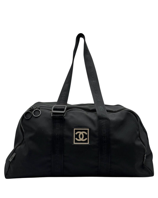 Chanel Vintage 00s Black Nylon Sport Line Duffle Bag