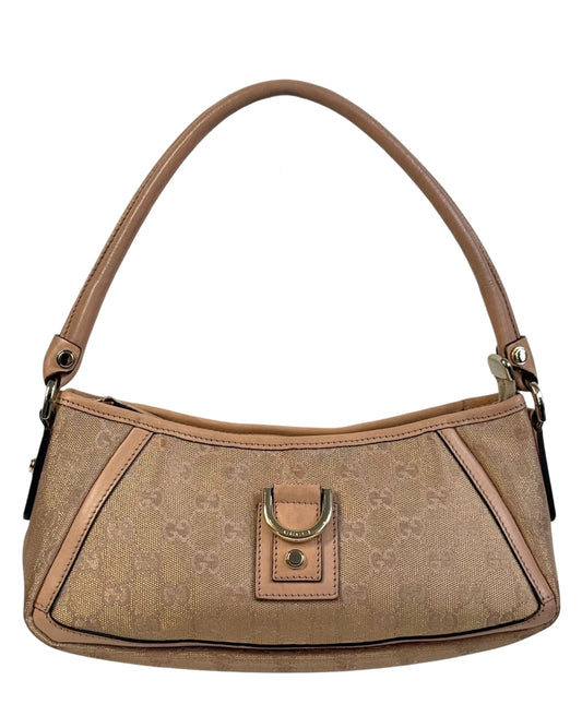 Gucci Vintage Metallic Pink GG Monogram Canvas Abbey Pochette
