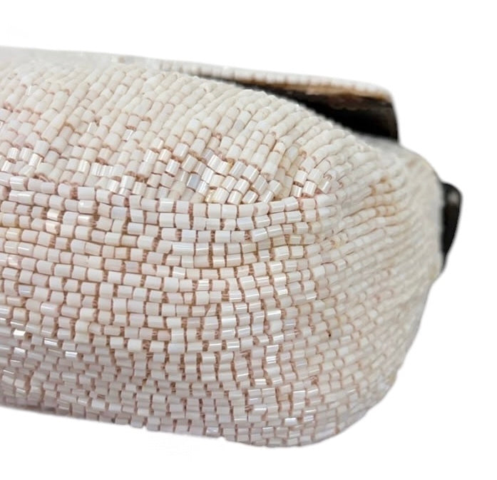 Fendi Vintage Light Pink Beaded Shoulder Baguette Bag 