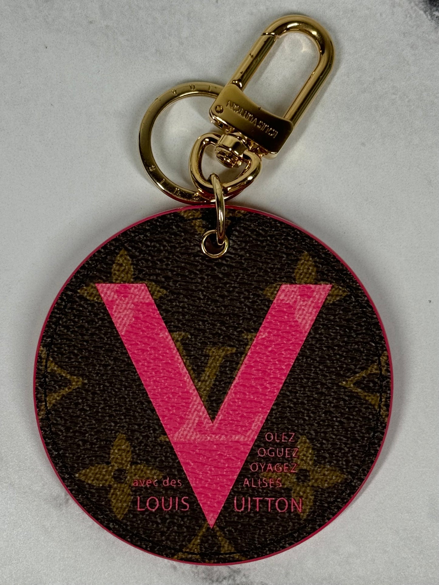 Louis Vuitton Summer 2015 Illustre Pink Grenade Monogram V Bag Charm & Key Holder